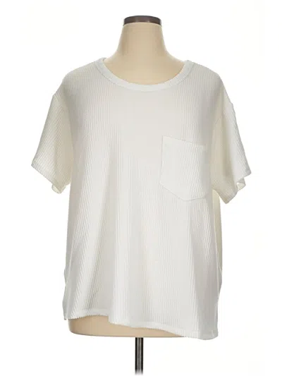 Pre-owned Andree By Unit Short Sleeve Top Ivory Crew Neck Tops