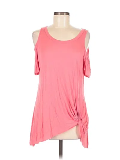 Pre-owned Andree By Unit Short Sleeve Top Pink Cold Shoulder Neckline Tops