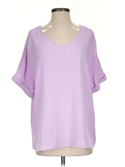 Pre-owned Andree By Unit Short Sleeve Top Purple V-neck Tops
