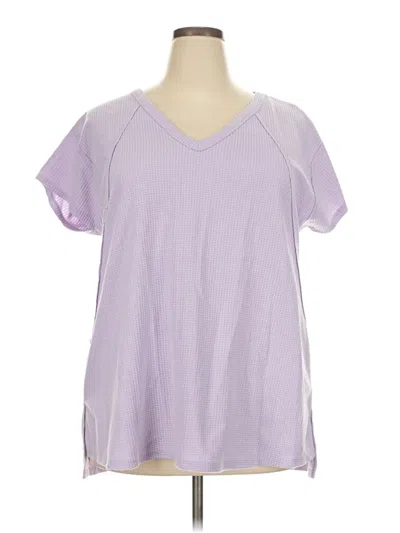Pre-owned Andree By Unit Short Sleeve Top Purple V-neck Tops