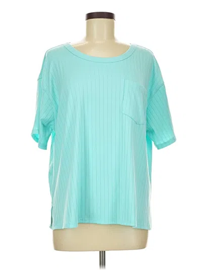 Pre-owned Andree By Unit Short Sleeve Top Teal Scoop Neck Tops