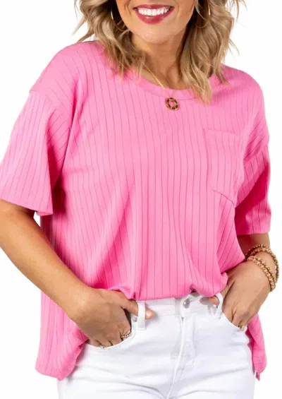 Andree By Unit Short Sleeved Ribbed Tee (regular & Plus Size) In Pink