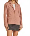 Andree By Unit Single Button Corduroy Jacket In Mauve In Pink