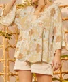 Andree By Unit Singled Out Floral Blouse In Sage In Multi