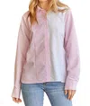 Andree By Unit Something About You Colorblock Button Down Top In Pink In Pink