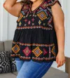 Andree By Unit Sophia Embroidered Blouse In Black In Multi