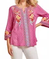 Andree By Unit South Beach Embroidered Top In Hot Pink In Pink