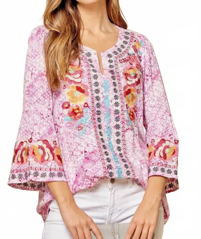 Andree By Unit South Beach Embroidered Top In Lavender In Pink
