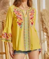 Andree By Unit South Beach Embroidered Top In Marigold In Orange