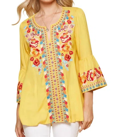 Andree By Unit South Beach Embroidered Top In Marigold In Orange