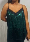 Andree By Unit Sparkly Tank In Green In Green