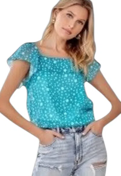 Andree By Unit Spotlight Ruffled Top In Teal In Blue