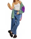 Andree By Unit Striped Long Cardigan In Multicolor In Multi