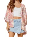Andree By Unit Sweet Advice Kimono In Peach Multi In Orange