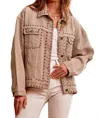 Andree By Unit Sweet Like Candy Studded Denim Jacket In Mocha In Brown