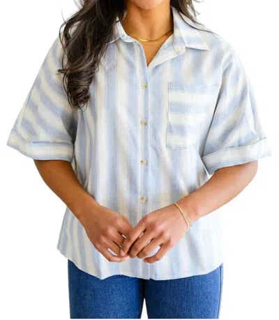 Andree By Unit Tailored To Relax Striped Button Down Shirt In Blue