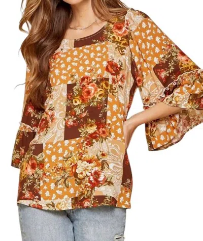 Andree By Unit Take Me Away Floral Blouse In Rust In Multi
