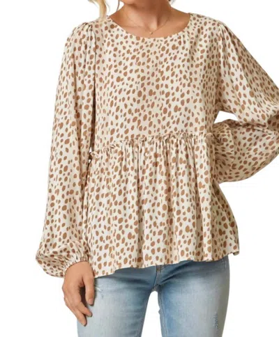 Andree By Unit Take Me Out Blouse In Cream Dalmatian In Animal Print