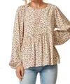 Andree By Unit Take Me Out Blouse In Cream Dalmatian In Multi