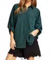 Andree By Unit Takes Time Relaxed Button Down Shirt In Hunter Green In Green