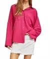 Andree By Unit Takes Time Relaxed Button Down Shirt In Magenta In Pink