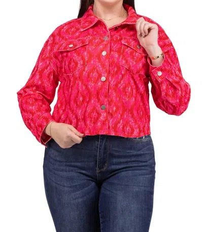 Andree By Unit Tell Me About It Corduroy Jacket In Pink/red In Multi