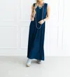Andree By Unit Textured Pleated Maxi Dress In Navy In Blue