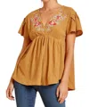 Andree By Unit Thoughtful Reminder Blouse In Marigold In Gold