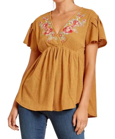 Andree By Unit Thoughtful Reminder Blouse In Marigold In Brown