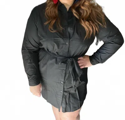 Andree By Unit Tie Front Shirt Dress In Black