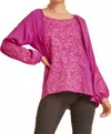 Andree By Unit Tonal Embroidered Blouse In Magenta In Pink