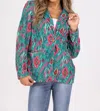 Andree By Unit Two Pocket Blazer In Teal/pink In Multi