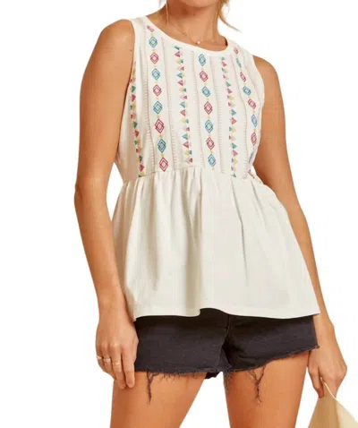 Andree By Unit Watching The Sunset Embroidered Tank In Ivory In Multi