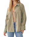 ANDREE BY UNIT WE GO TOGETHER CORDUROY BUTTON DOWN TOP IN OLIVE