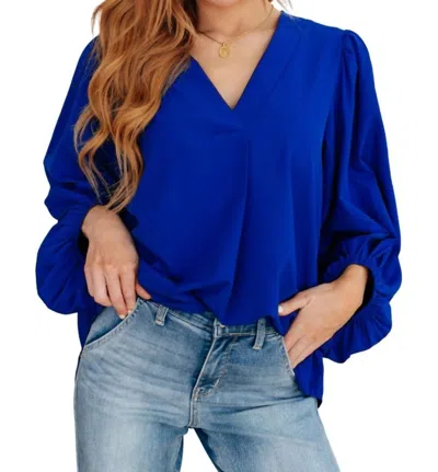 Andree By Unit What Do You Say Balloon Sleeve Blouse In Royal Blue