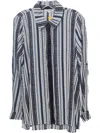 Andree By Unit Women's Striped Button Up Shirt In Navy In Blue