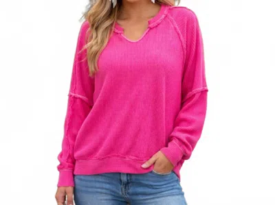 Andree By Unit Women's Wild Bloom Waffle Top In Hot Pink In Multi