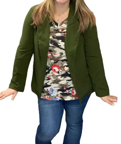 Andree By Unit Working Girl Blazer In Olive In Green