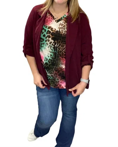 Andree By Unit Working Girl Blazer In Wine In Pink