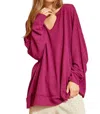 Andree By Unit Worth The Wait Pullover In Magenta In Pink