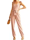 Andree By Unit Woven Jumpsuit With Smocked Back In Mauve In Pink