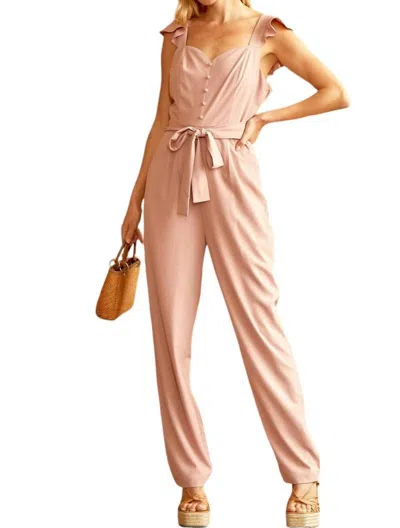 Andree By Unit Woven Jumpsuit With Smocked Back In Mauve In Pink