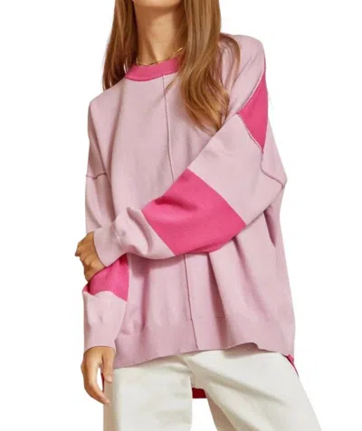 Andree By Unit You Know Me Colorblock Sweater In Blush Multi In Pink