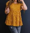 Andree By Unit You're My Honey Full Size Run Polka Dot Tiered Blouse In Yellow
