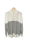 ANDREE BY UNIT ZIP NECK SWEATER IN IVORY/BLACK STRIPE