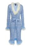Andreeva Baby Blue Rose Handmade Knit Dress-cardigan In Blue