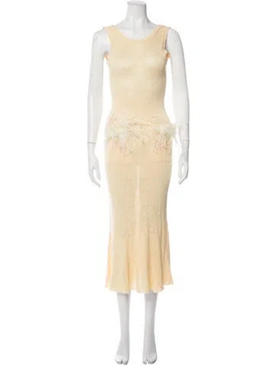 Pre-owned Andreeva Bamboo Midi Length Dress In Yellow