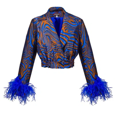 Andreeva Blue Marilyn Jacket With Feathers