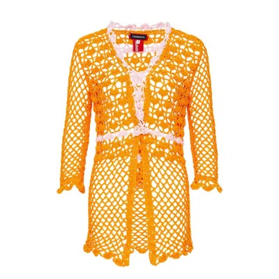 Andreeva California Poppy Orange Handmade Crochet Shirt In Pattern
