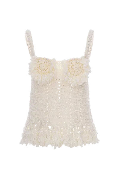 Andreeva Chrysanthemum White Handmade Crochet Top